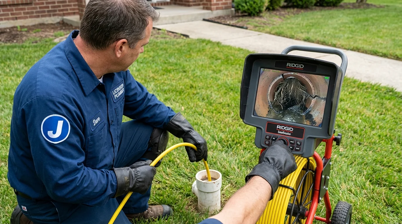 Sewer camera inspection being performed by Johns Plumbing LLC in Newton