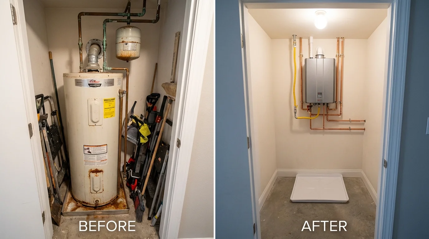 Tank water heater versus wall-mounted tankless unit comparison for Newton, AL homeowners